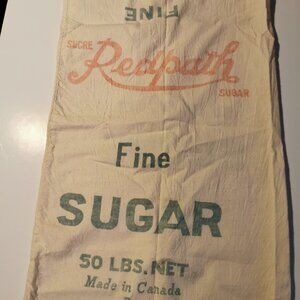 Redpath Fine Sugar Canvas 50lbs Sack Bag Vintage Montreal Bilingual Primitive